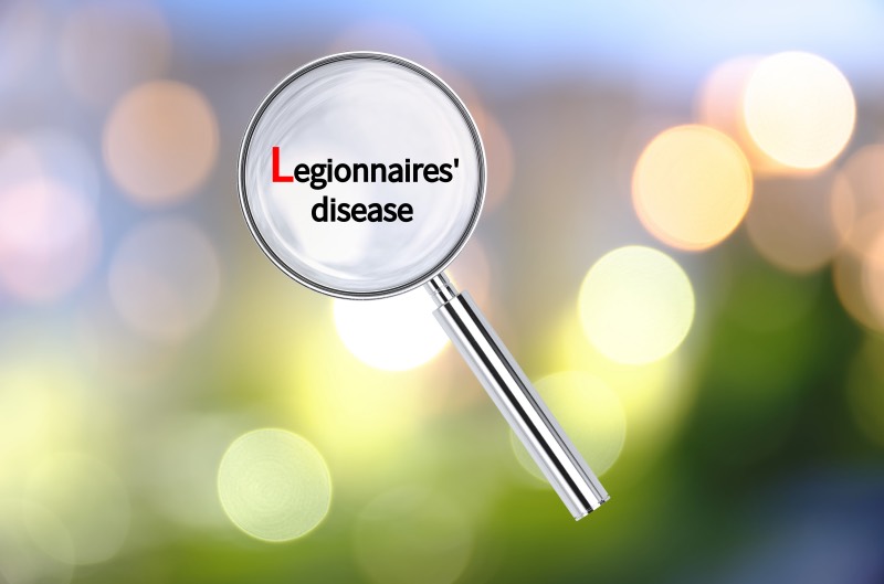 Magnifying glass with Legionnaires' Disease written in the middle