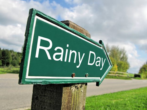 picture of a sign saying 'rainy day'