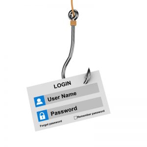 Picture of hook catching card with 'user name' and 'password' written on it