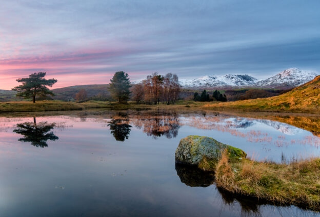 Lake District at pink sunset